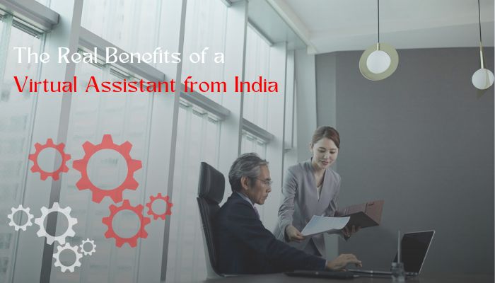 Business professional receiving assistance from a virtual assistant in an office setting.