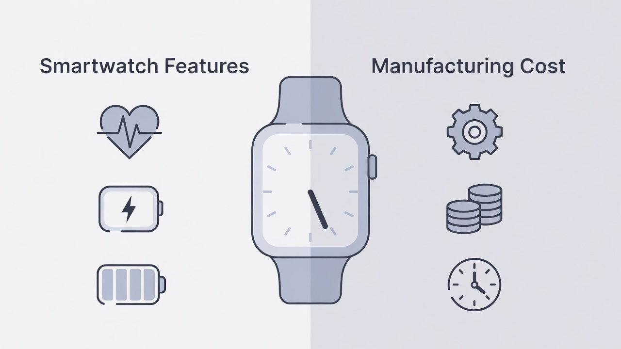 Smartwatch cost vs features comparison showing manufacturing and design tradeoffs